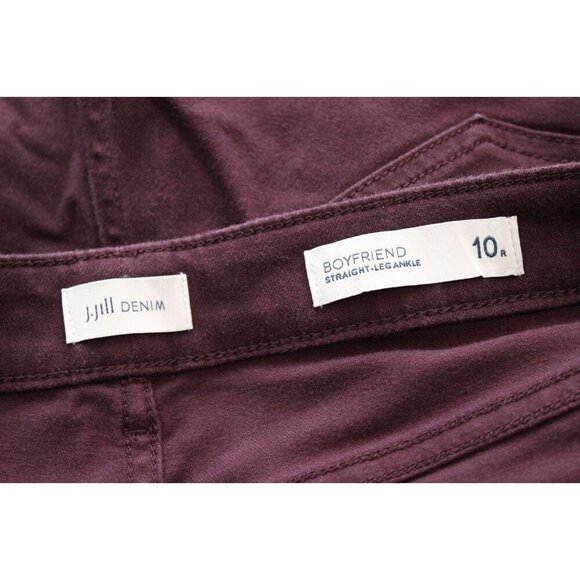 J Jill Boyfriend Jeans Size 10 Purple Stretch Denim Straight Leg Ankle Preppy - Picture 10 of 11